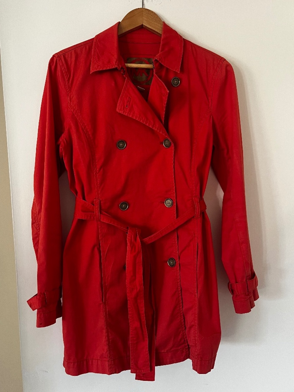 Michael Kors red lightweight trench